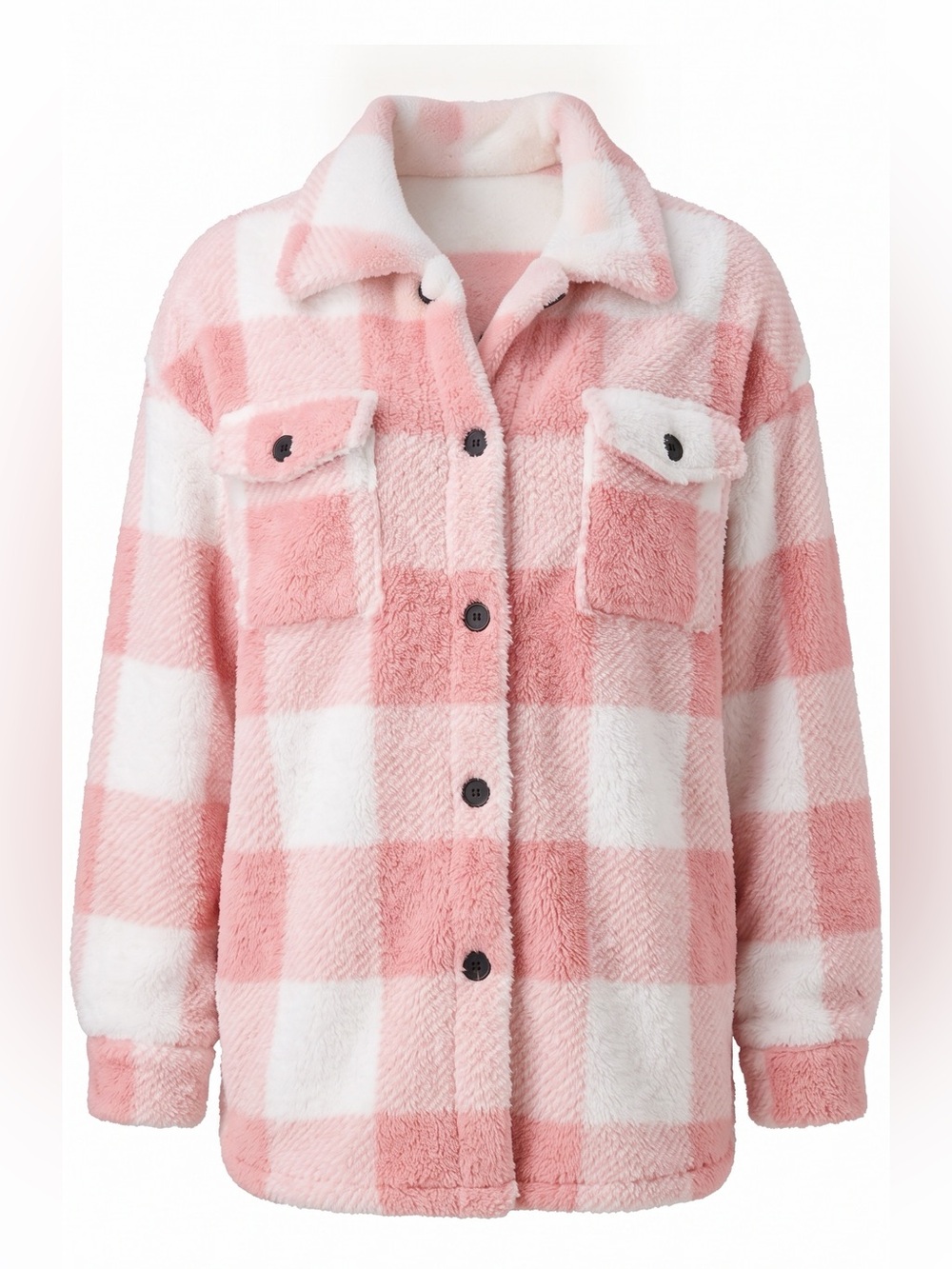NWT Plush Pink & White Checker Jacket